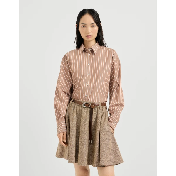 Brunello Cucinelli Striped poplin shirt in Dattero