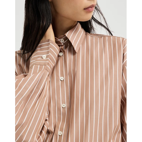 Brunello Cucinelli Striped poplin shirt in Dattero