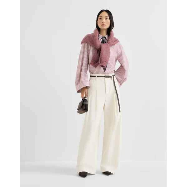 Brunello Cucinelli Striped poplin shirt in Pink