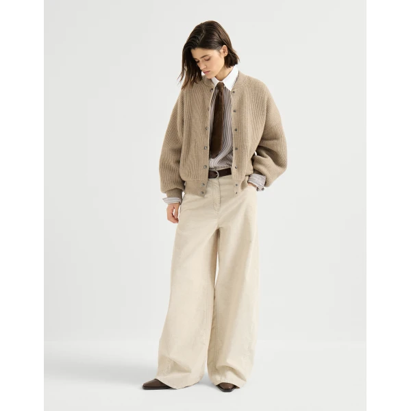 Brunello Cucinelli Striped poplin shirt in White