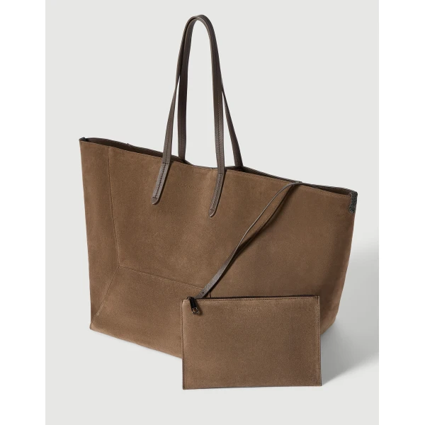 Suede BC Duo large bag in Bark - Image 5