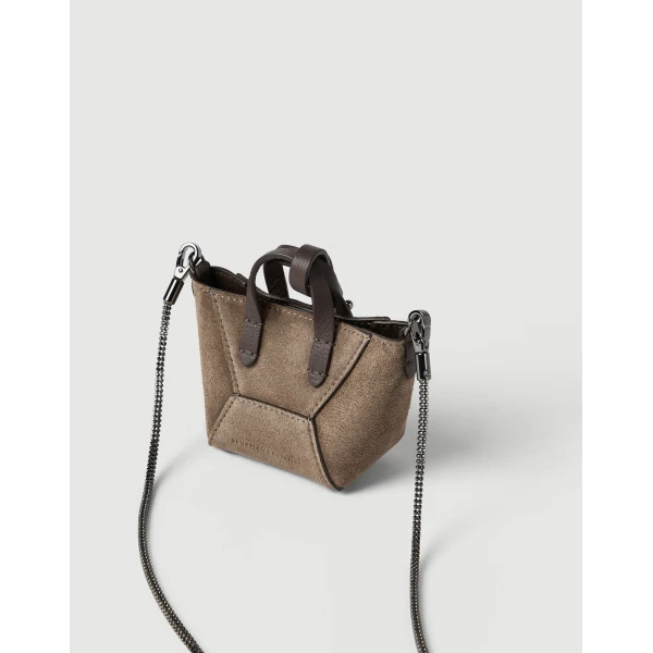 Suede BC Duo micro bag in Bark - Image 3