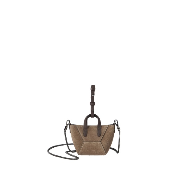 Brunello Cucinelli Suede BC Duo micro bag in Bark