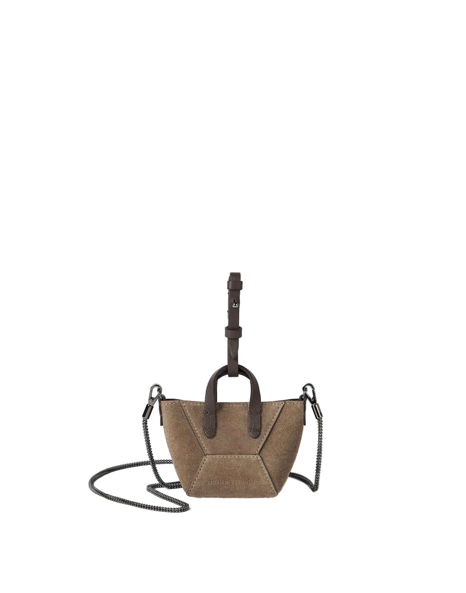 Brunello Cucinelli Suede BC Duo micro bag in Bark | Buy Mini Bags at Luxury Shoes Brunello Cucinelli Suede BC Duo micro bag in Bark