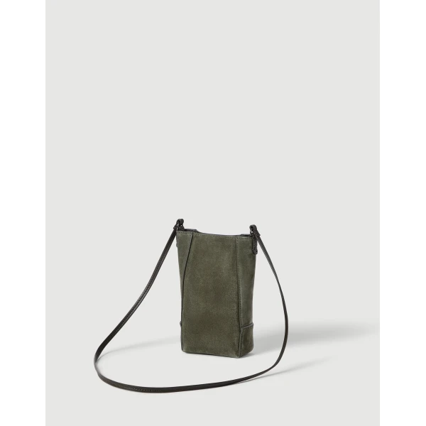 Brunello Cucinelli Suede BC Duo phone holder in Green, view 2 | Phone Cases | Luxury Shoes 