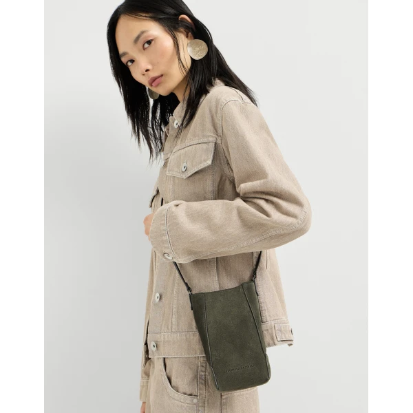 Brunello Cucinelli Suede BC Duo phone holder in Green, view 4 | Phone Cases | Luxury Shoes 