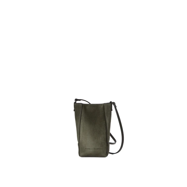 Brunello Cucinelli Suede BC Duo phone holder in Green | Phone Cases | Luxury Shoes 