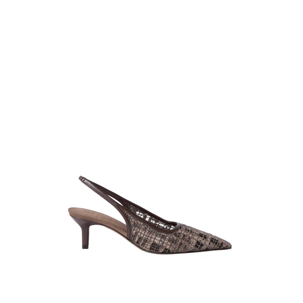 Brunello Cucinelli Suede City heels in Rust Brown