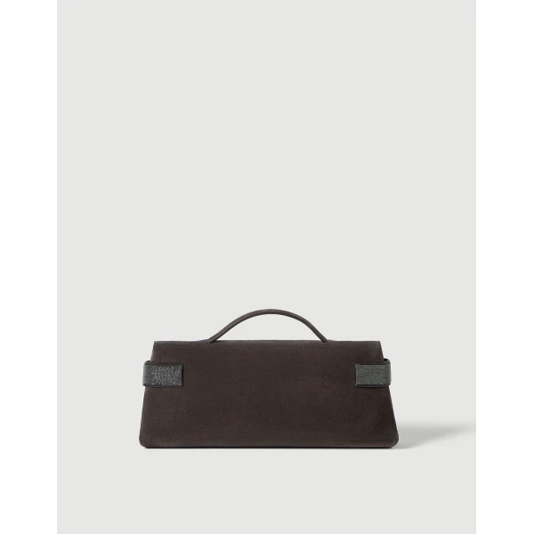 Suede Essence clutch bag in Pepper - Image 2