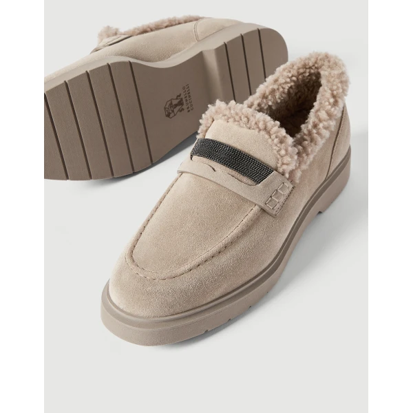 Suede Penny loafer in Light Grey - Image 4
