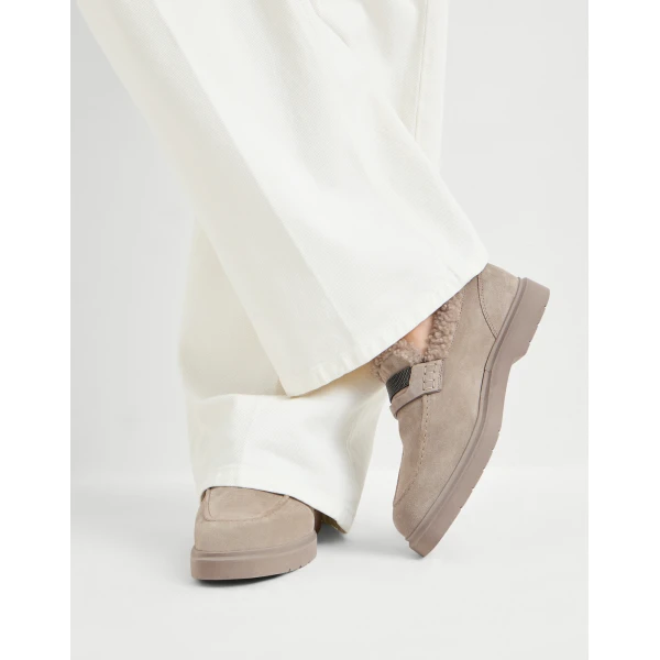 Suede Penny loafer in Light Grey - Image 5