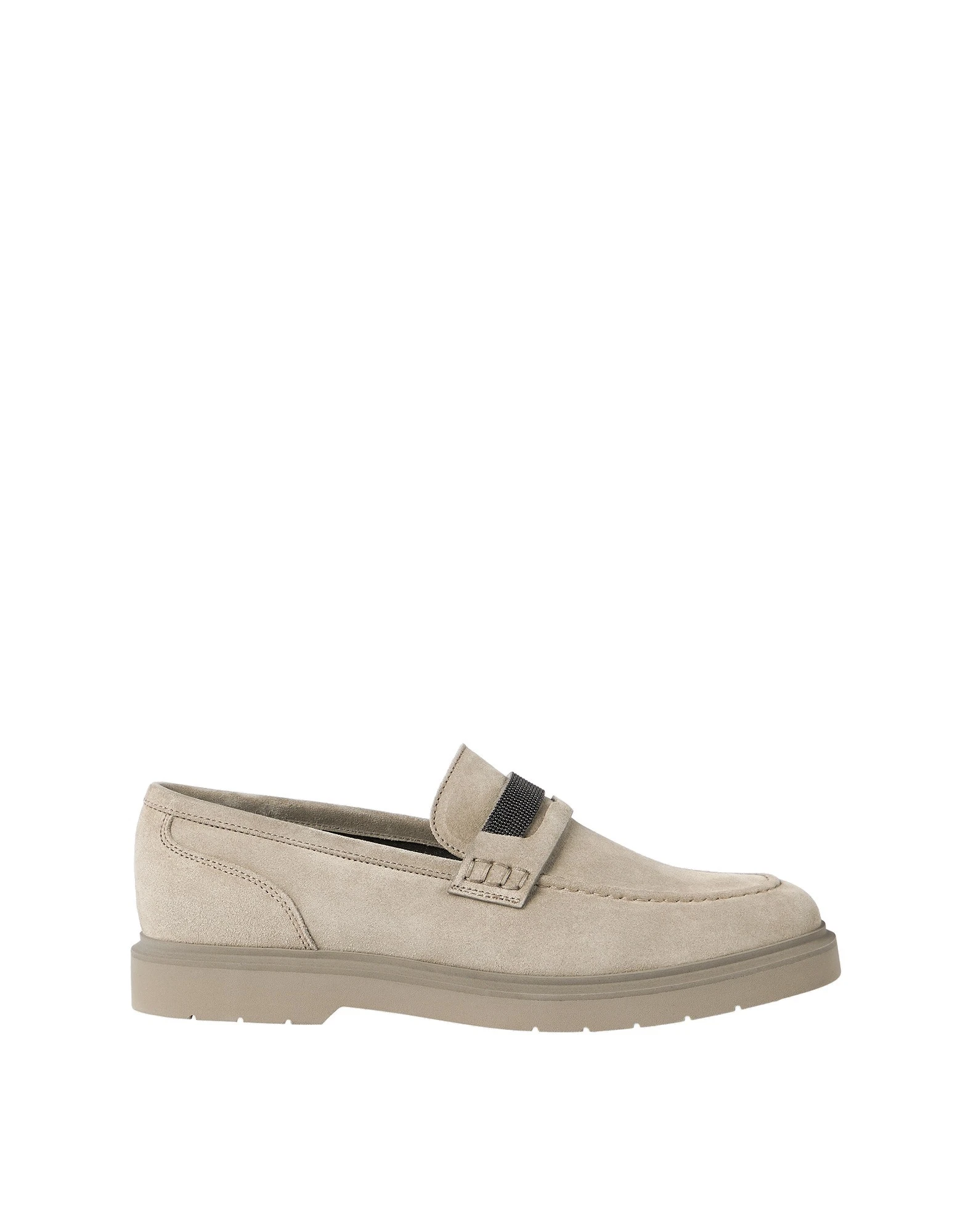 Brunello Cucinelli Suede Penny loafer in Light Grey | Buy Loafers at Luxury Shoes Brunello Cucinelli Suede Penny loafer in Light Grey