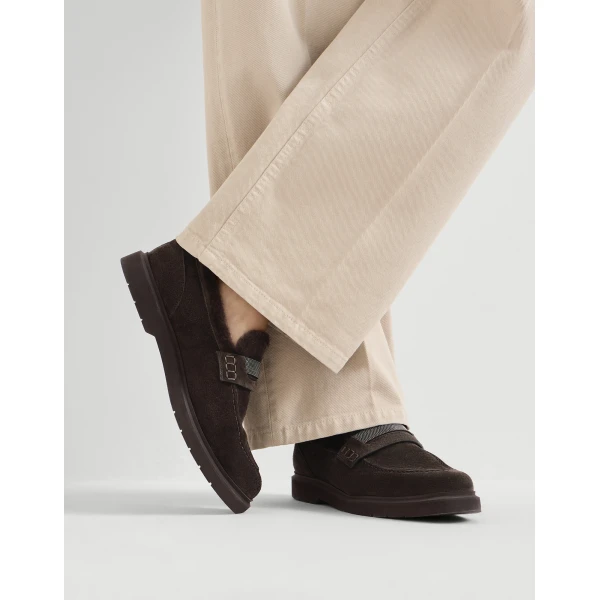 Suede Penny loafer in Pepper - Image 5