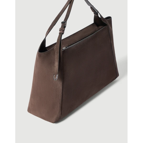 Suede Sartorial Shopper Bag in Pine Cone Brown - Image 3