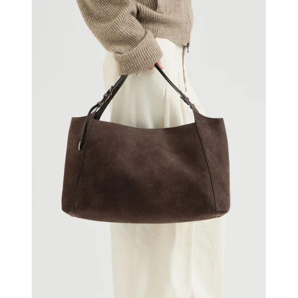 Suede Sartorial Shopper Bag in Pine Cone Brown - Image 4