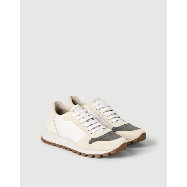 Suede and fabric runners in White - Image 2