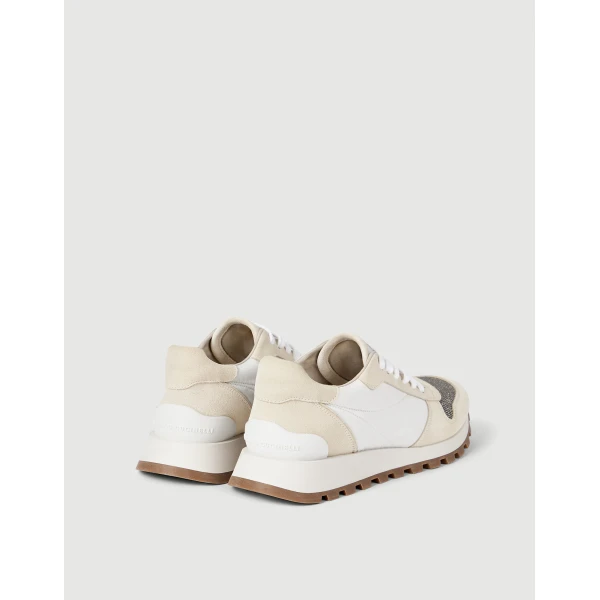 Suede and fabric runners in White - Image 3