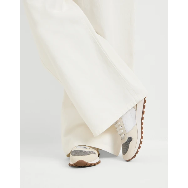 Suede and fabric runners in White - Image 5