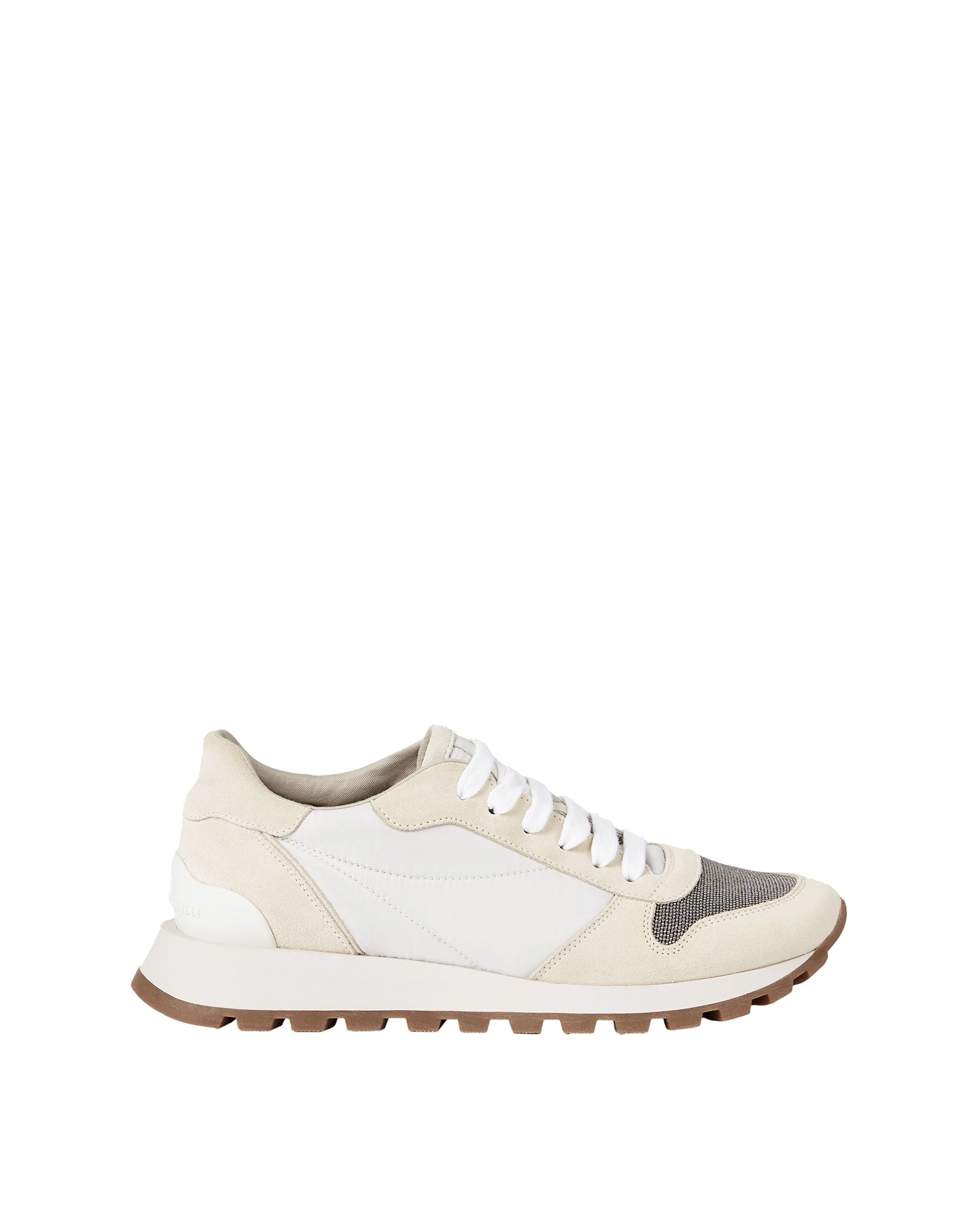 Brunello Cucinelli Suede and fabric runners in White | Buy Sneakers at Luxury Shoes Brunello Cucinelli Suede and fabric runners in White