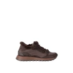 Brunello Cucinelli Suede and fabric sneakers with monili in Pepper