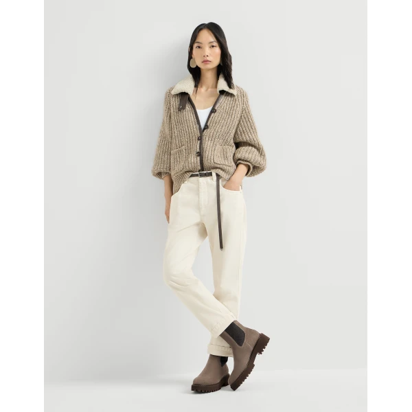 Suede and knit boots in Bark - Image 6