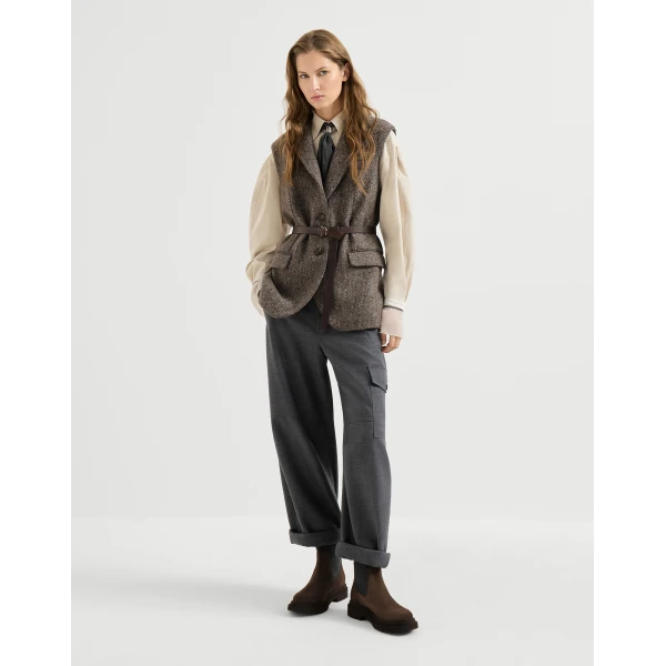 Suede and knit boots in Pine Cone Brown - Image 6