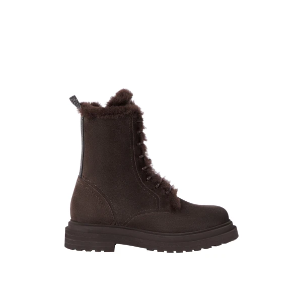 Suede and shearling boots in Pepper