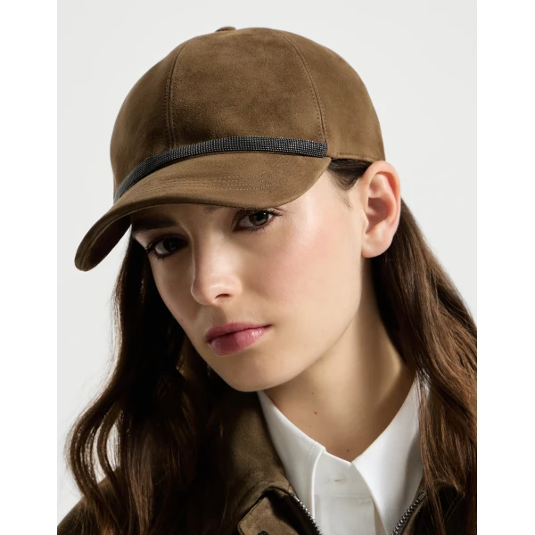 Brunello Cucinelli Suede baseball cap in Origano, view 3 | Hats | Luxury Shoes 