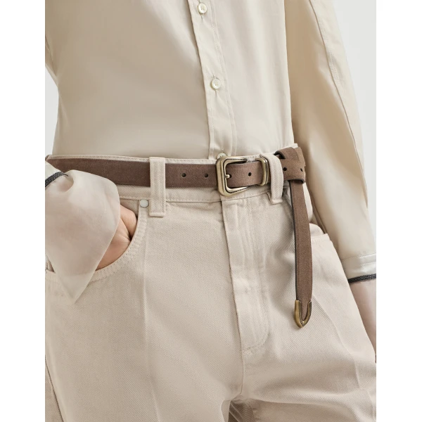 Brunello Cucinelli Suede belt in Brown, view 3 | Belts | Luxury Shoes 