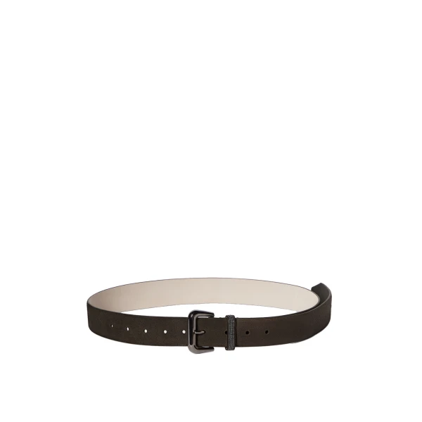 Brunello Cucinelli Suede belt with monili in Pepper | Belts | Luxury Shoes 