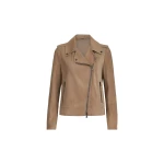 Brunello Cucinelli Suede biker jacket with monili in Hazelnut