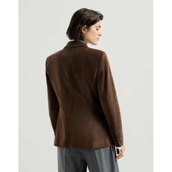 Suede blazer in Rust Brown - Image 3