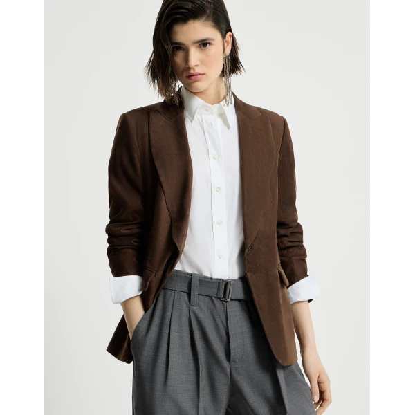 Suede blazer in Rust Brown - Image 5