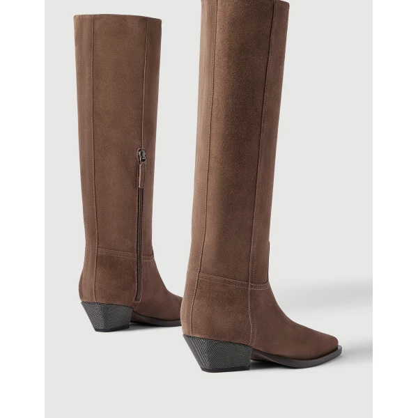 Suede boots with monili in Caramel - Image 4
