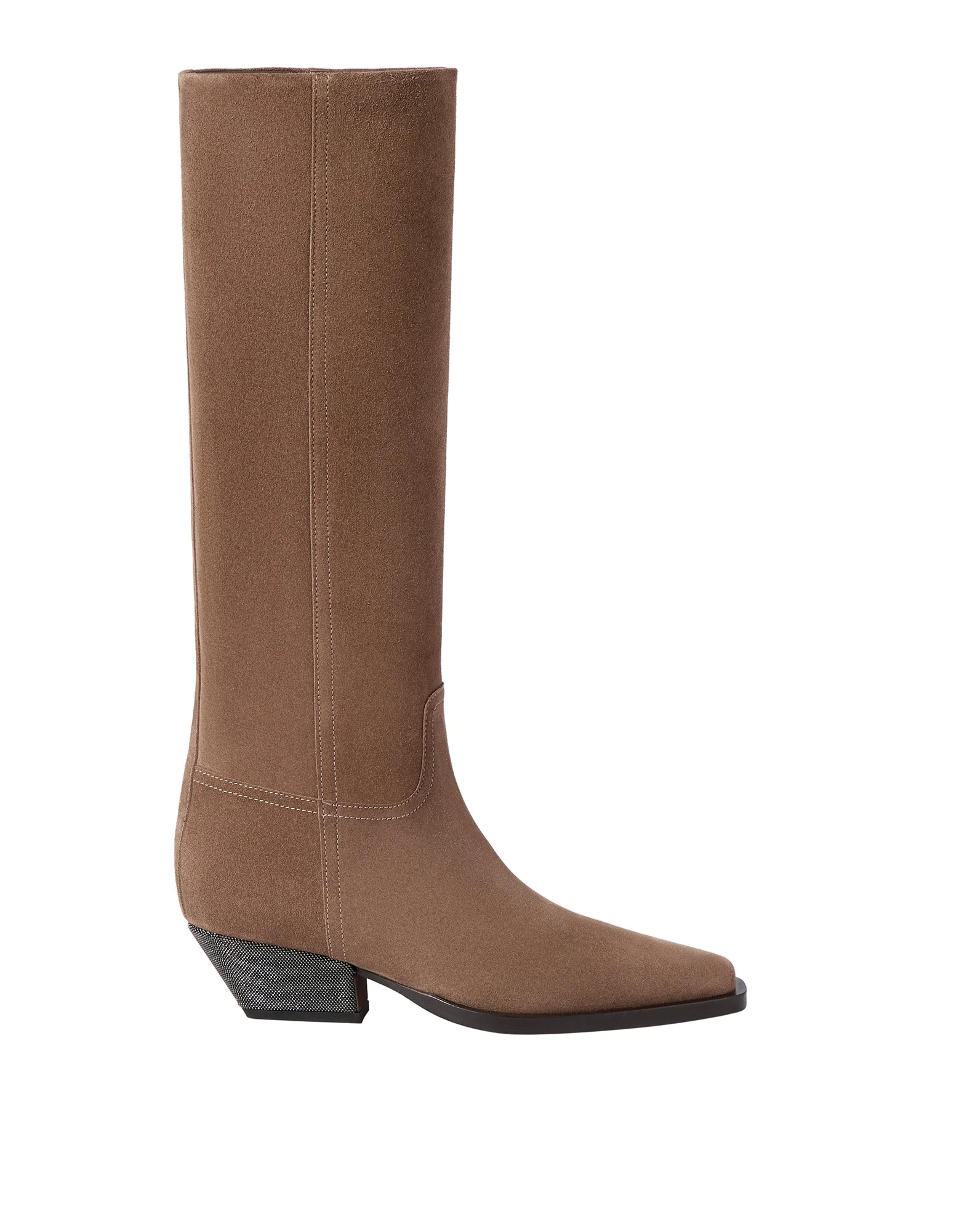 Brunello Cucinelli Suede boots with monili in Caramel | Buy Boots at Luxury Shoes Brunello Cucinelli Suede boots with monili in Caramel