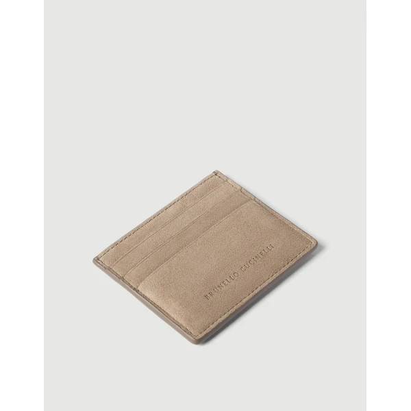 Brunello Cucinelli Suede card case in Beige, view 3 | Wallets & Purses | Luxury Shoes 