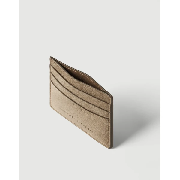 Brunello Cucinelli Suede card case in Beige, view 4 | Wallets & Purses | Luxury Shoes 