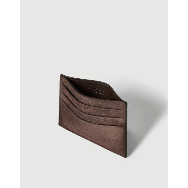 Brunello Cucinelli Suede card case in Espresso, view 4 | Wallets & Purses | Luxury Shoes 