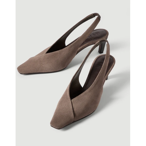 Suede city slingbacks in Bark - Image 4