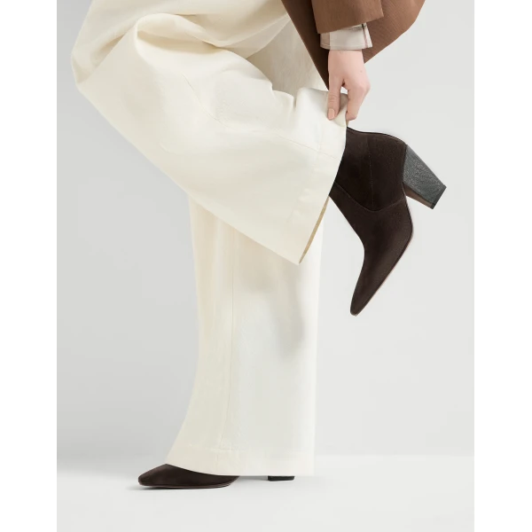 Suede heeled boots in Pepper - Image 5
