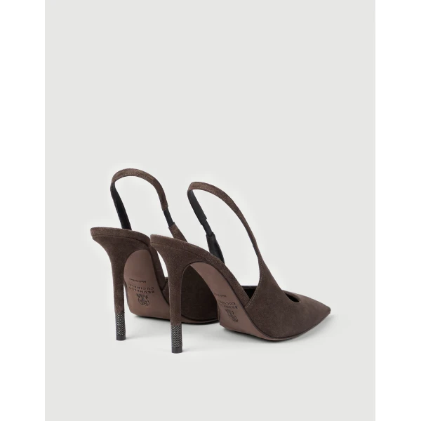 Suede heels in Pine Cone Brown - Image 3