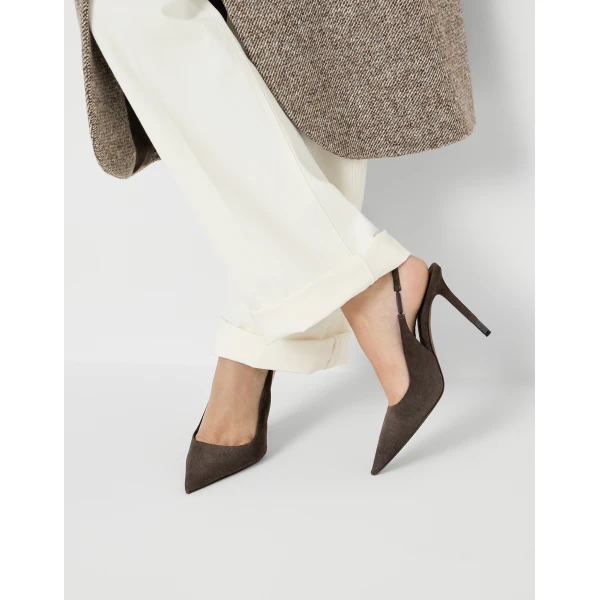 Suede heels in Pine Cone Brown - Image 5