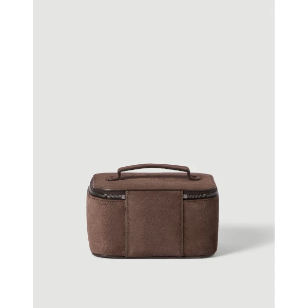 Brunello Cucinelli Suede jewelry box in Cappuccino, view 2 | Accessories | Luxury Shoes 