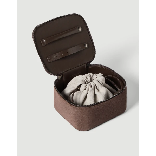 Brunello Cucinelli Suede jewelry box in Cappuccino, view 3 | Accessories | Luxury Shoes 