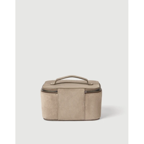 Brunello Cucinelli Suede jewelry box in Light Grey, view 2 | Accessories | Luxury Shoes 