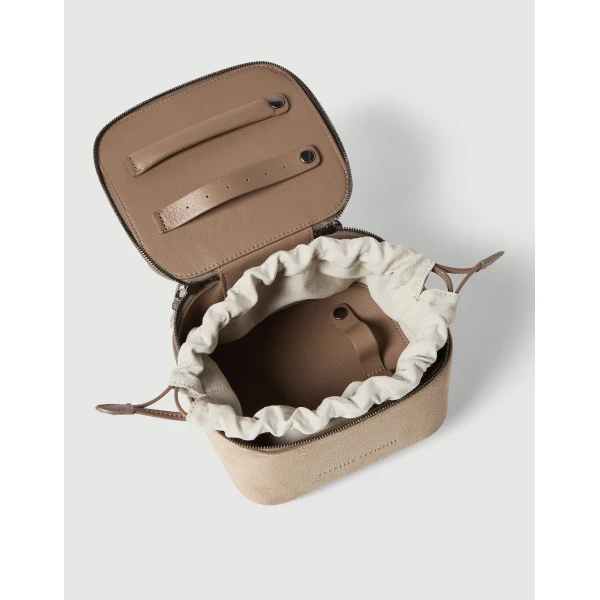 Brunello Cucinelli Suede jewelry box in Light Grey, view 4 | Accessories | Luxury Shoes 