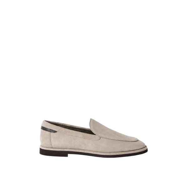 Suede loafers with monili in Light Grey