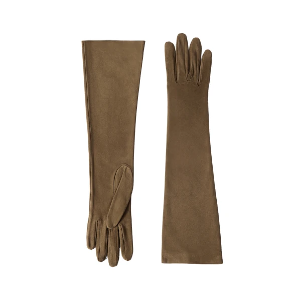Suede long gloves in Origano