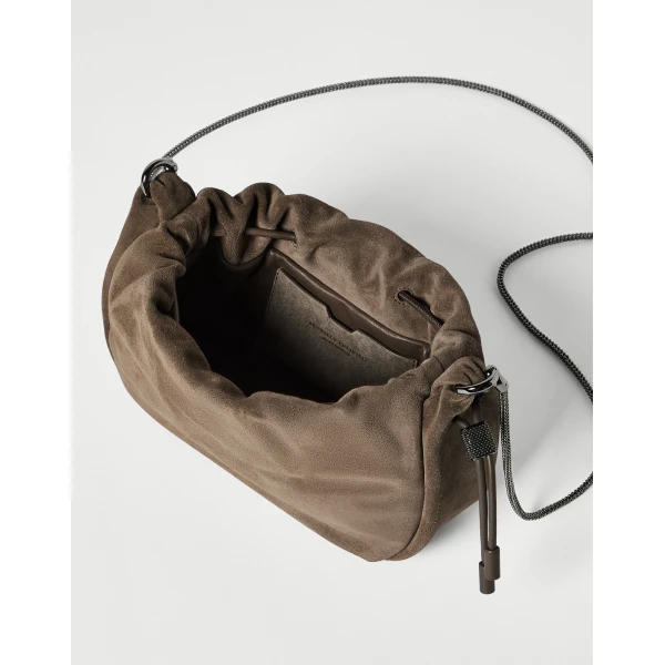 Suede mini Mellow Bucket bag in Light Brown - Image 5