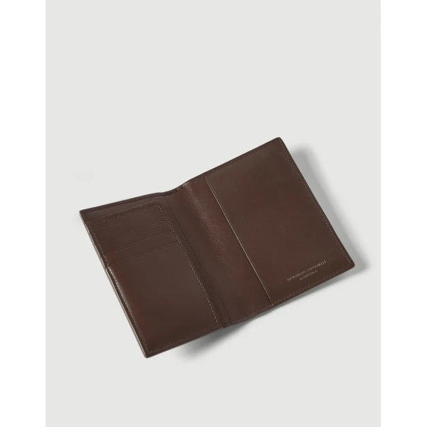 Brunello Cucinelli Suede passport holder in Espresso, view 3 | Wallets & Purses | Luxury Shoes 